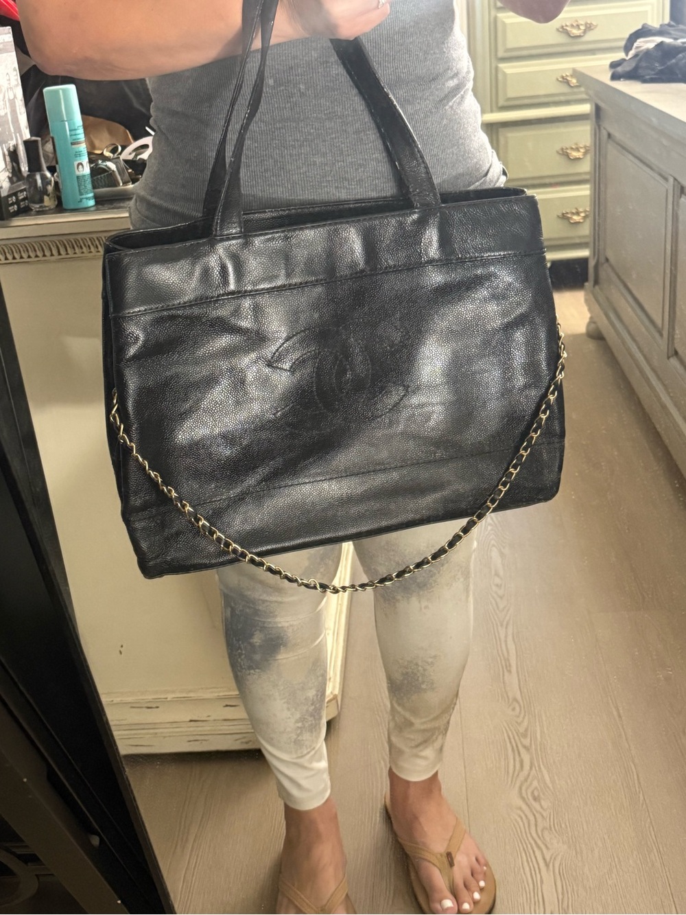 Authentic- Chanel Tote with gold chain - Picture 11 of 16